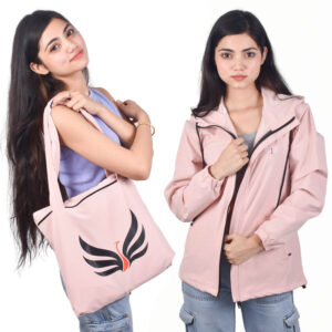 Daamicha Convertible Ladies Windcheater to Tote Bag (Peach pink)