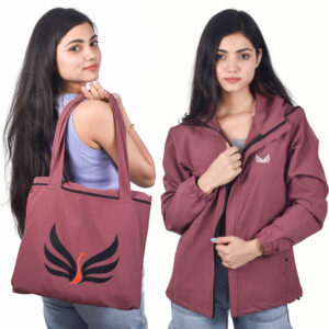 Daamicha Convertible Ladies Windcheater to Tote Bag (Pantone brown)