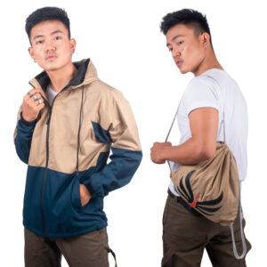 Daami Convertible Gents Water Resistant Jacket to Bag (Golden Color)