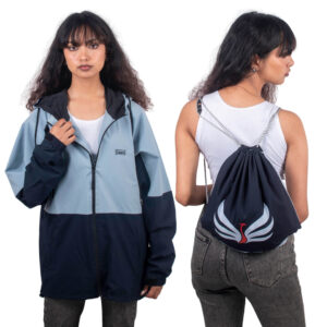 Daami Convertible Ladies Water Resistant Jacket to Bag (Arctic Blue)